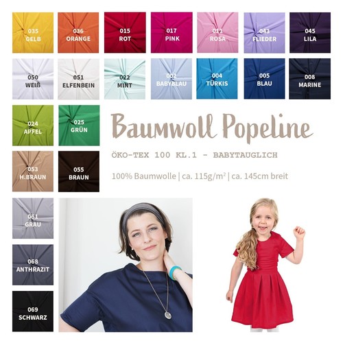 Baumwollstoff uni popeline - baumwollstoff,