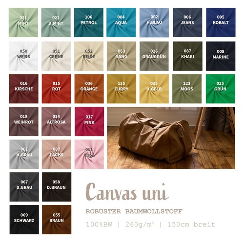 Canvasstoff meterware uni - uni,